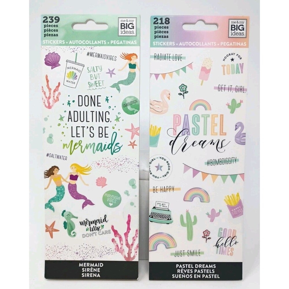 Me & My Big Ideas - "Mermaid" 239pcs & "Pastel Creams" 218pcs Sticker Packs